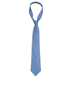 Hermes Fish Tie, Silk, Blue, MIF, 3*